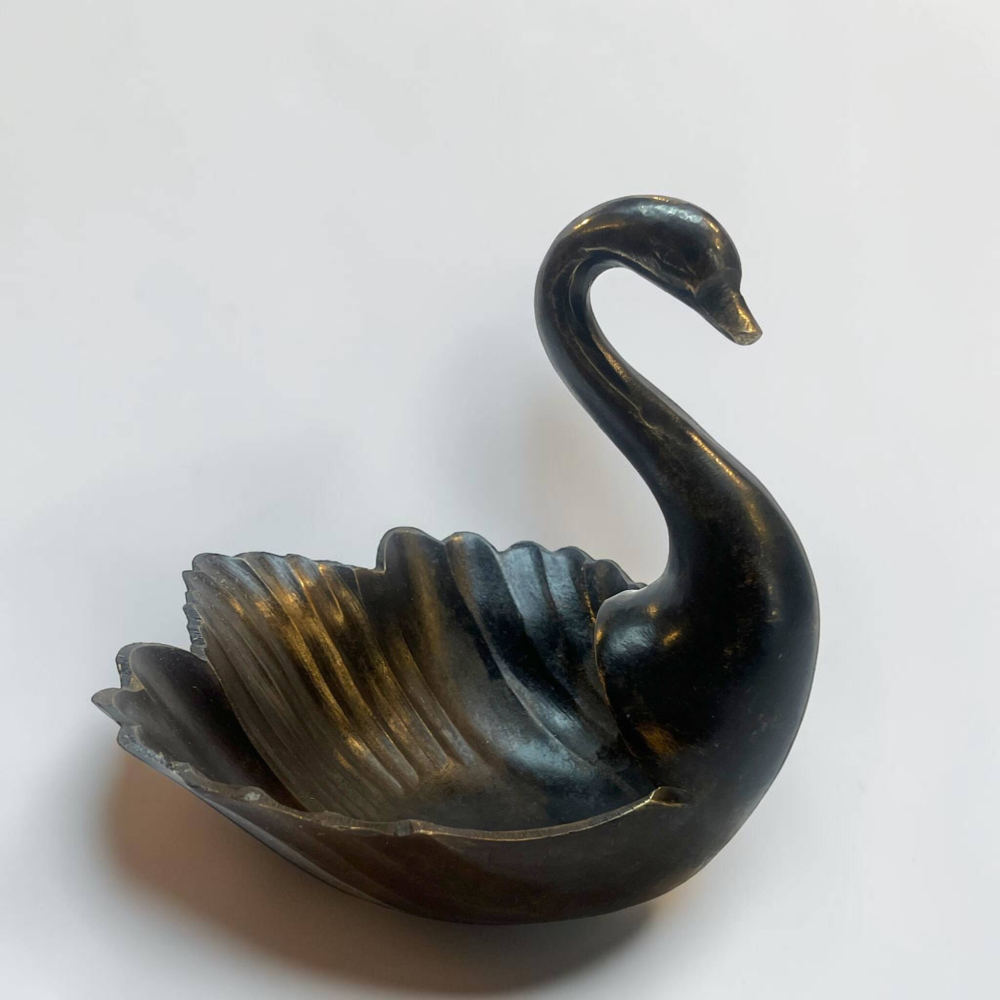 Bronze swan trinket dish bohemian chic trinket dish