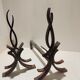 Pair of wrought iron andirons by Raymond Subes vintage