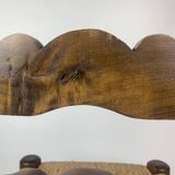 Wood Turned Bobbin Low Rush Chair in the manner of Charles Dudouyt, France, 1950s