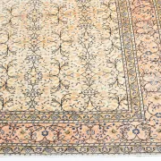 9x13 Vintage Cream Blue Persian Rug, Turkish Handmade Wool Floral Carpet