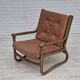 1970s, Scandinavian armchair, original very good condition, bamboo, leather.