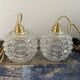 Set of two vintage portable lamps in chiseled glass