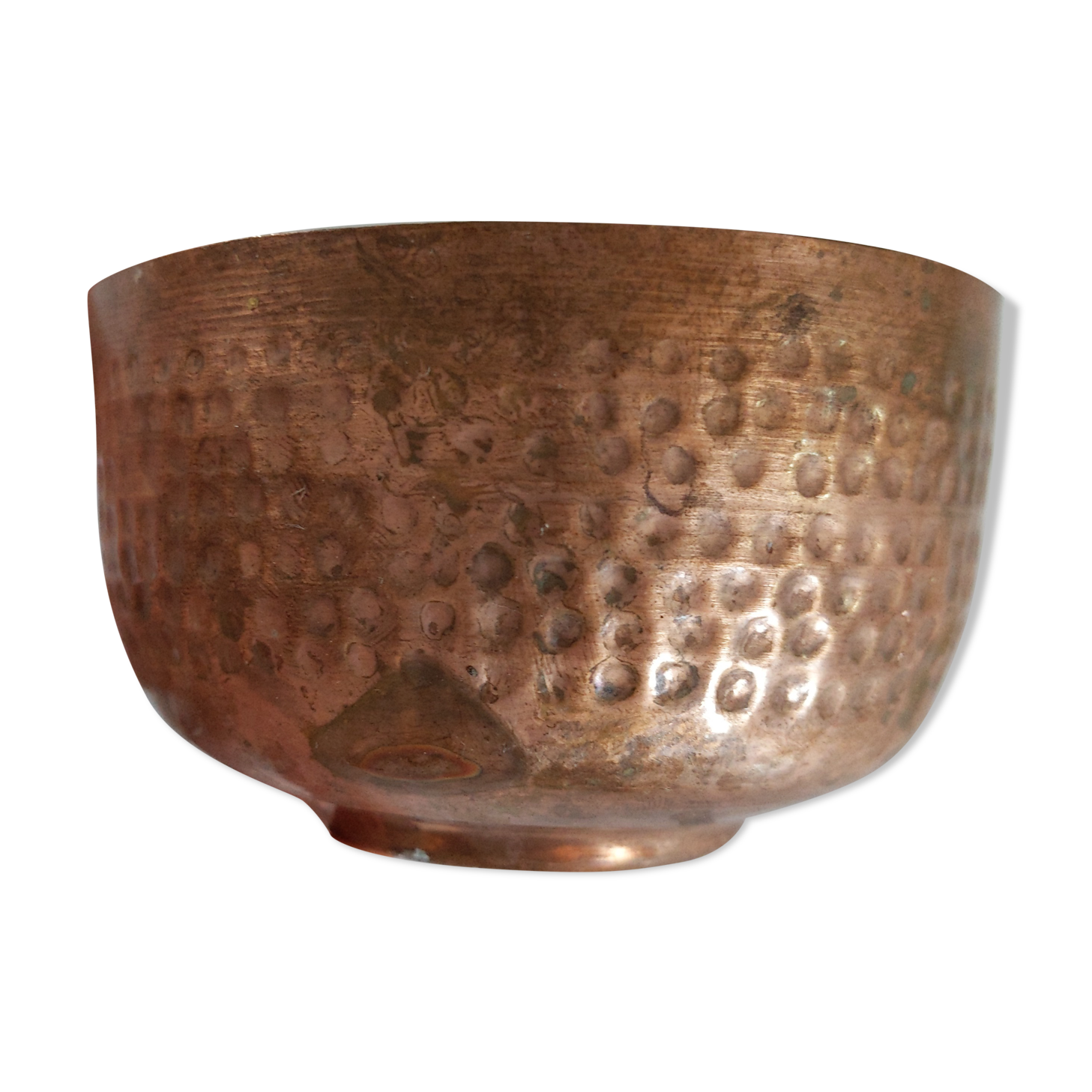 Copper pot hammered old vintage candle