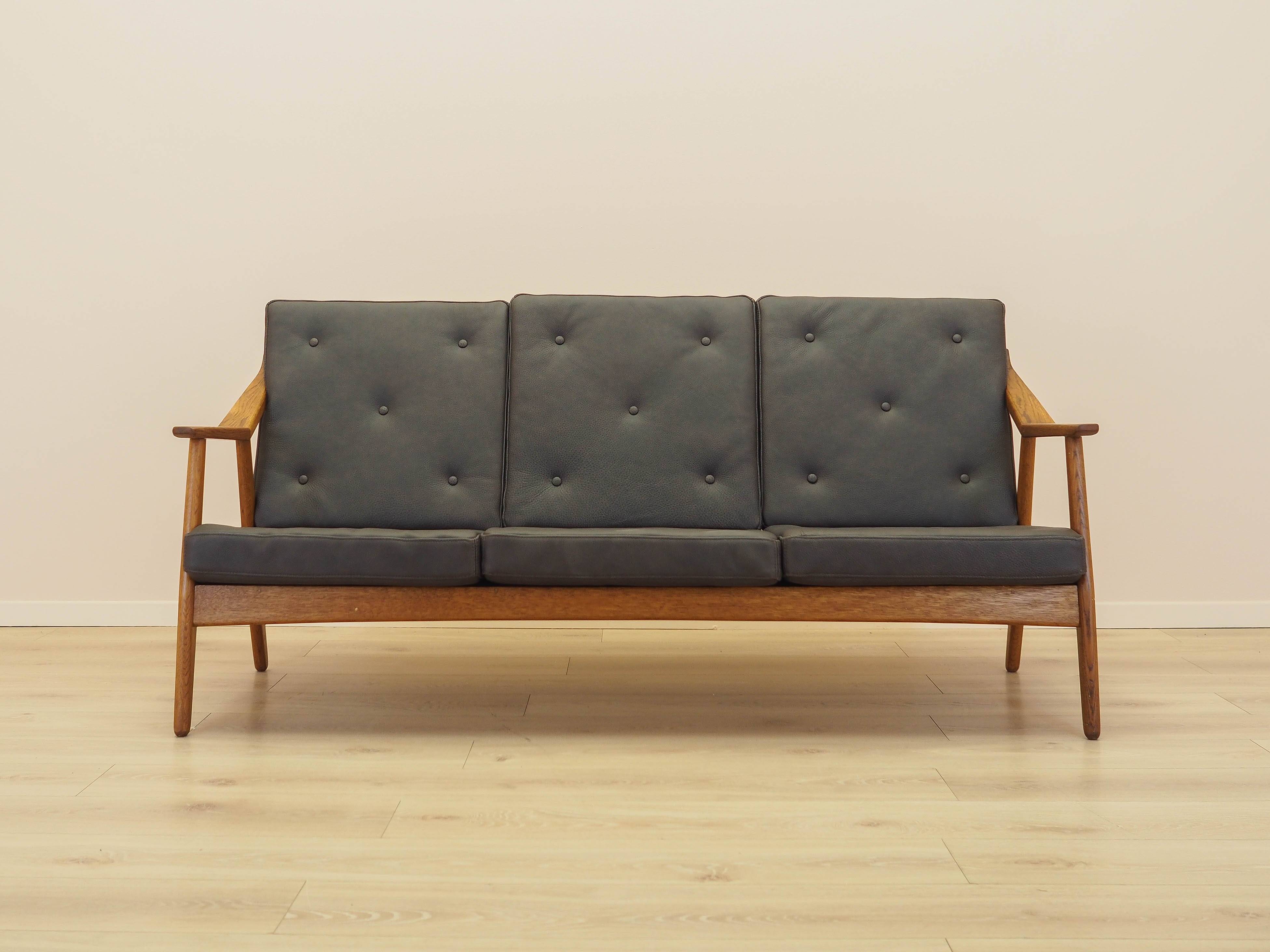 Oak leather sofa by Brockmann Petersen, Danish design 1970s
