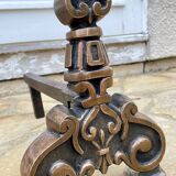 Vintage solid brass and steel chenets