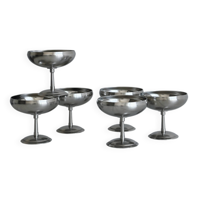 6 coupelles sur pied en inox Letang Remy