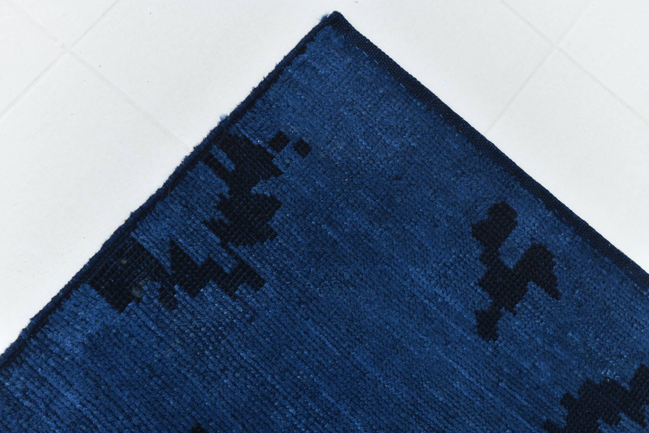 7x10 Navy Blue & Black Turkish Kilim Rug, 204x296Cm