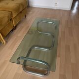 Chrome and smoked glass coffee table