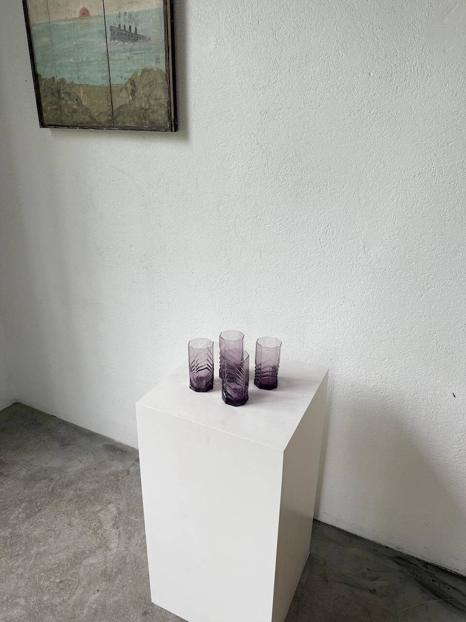 4 verres octogonaux graphiques violets