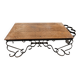Antique solid wood coffee table with integrated wine rack.