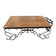 Antique solid wood coffee table with integrated wine rack.
