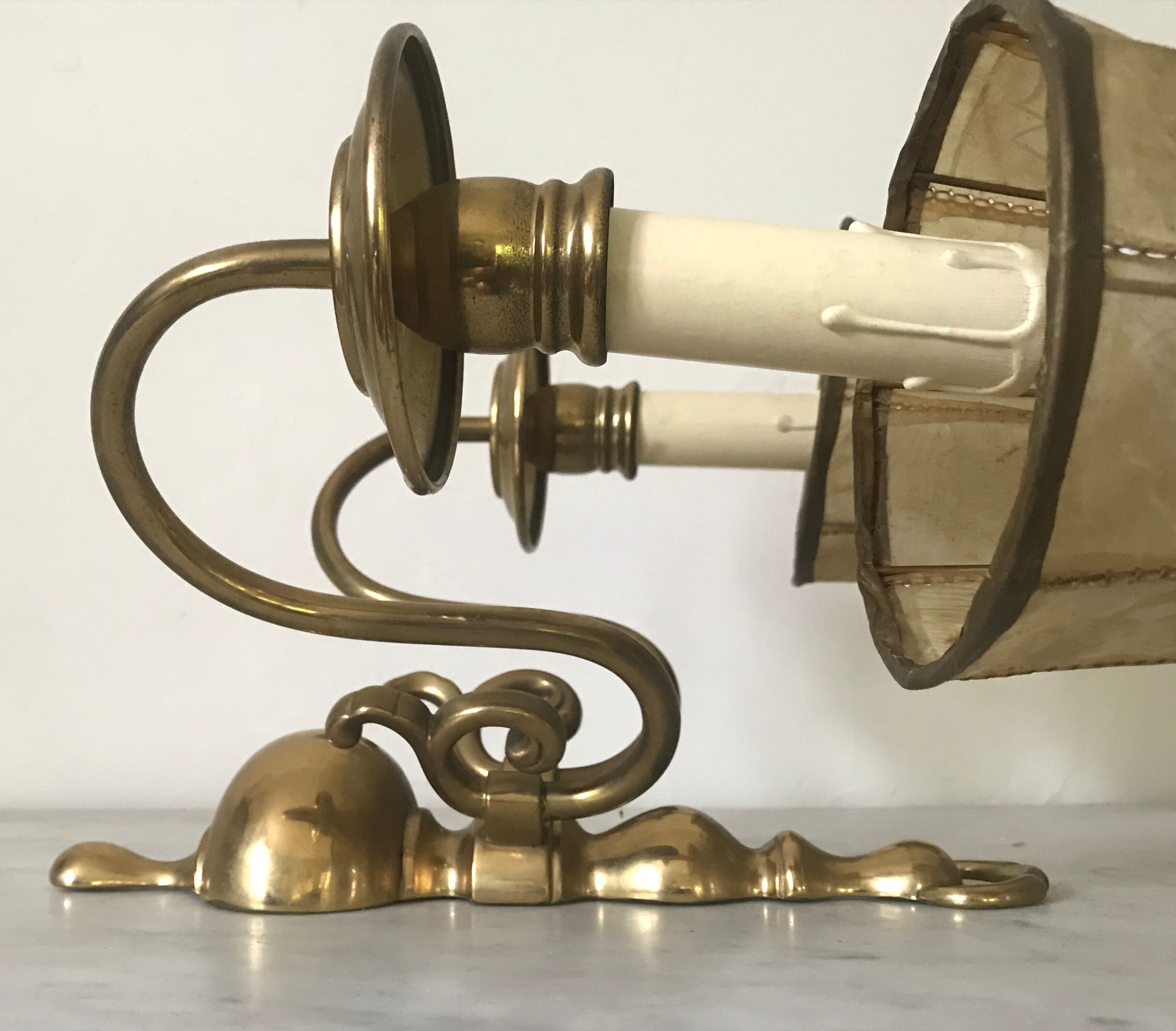 Pair of Dutch brass wall light