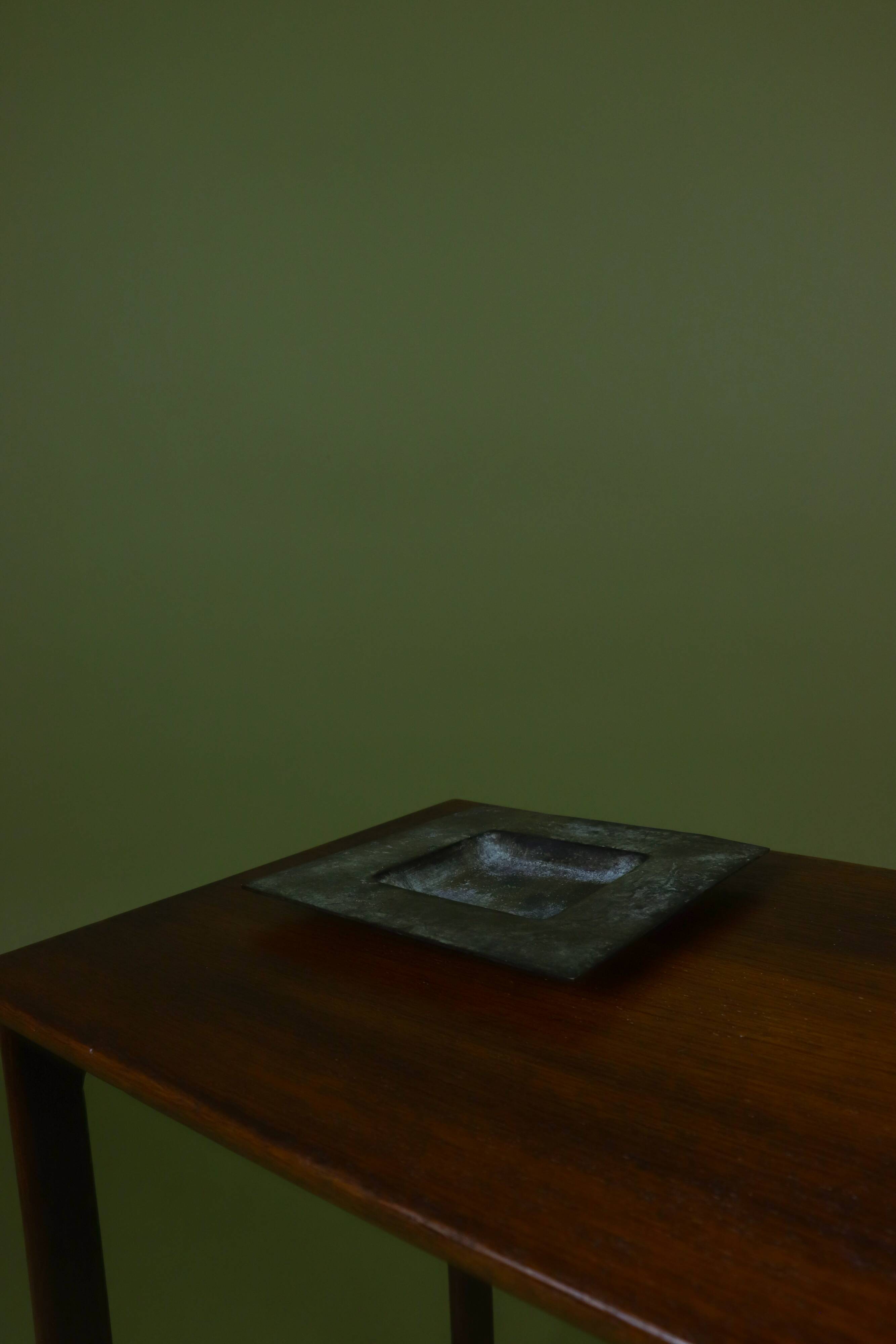 Brutalist metal patinated catchall bowl