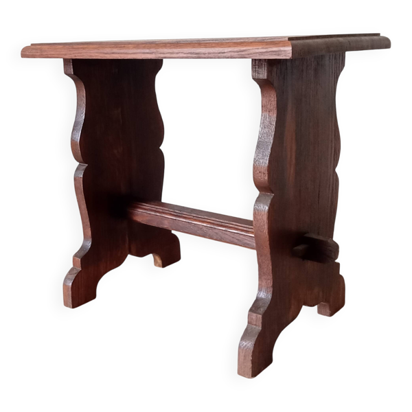 Table d appoint vintage en chêne massif brutaliste/rustique
