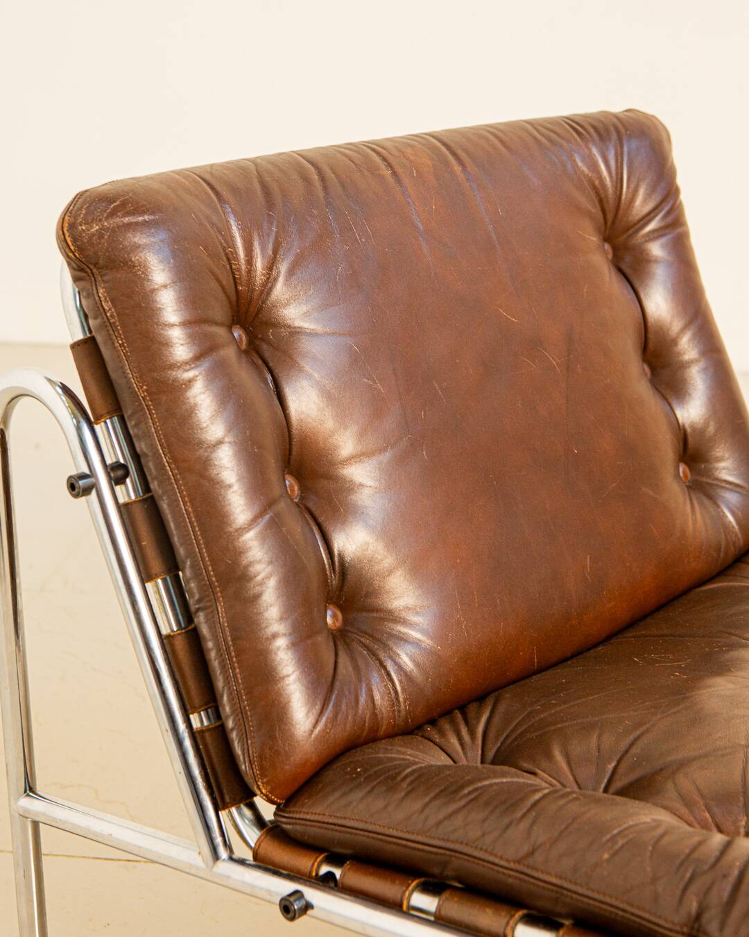 "SZ07" brown leather armchair by Martin Visser for Spectrum 60's