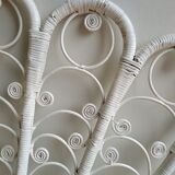 Peacock headboard white wicker