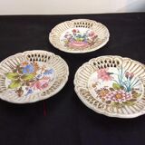 Set of 3 openwork ceramic plates
