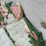 Oval ceramic mirror with flowers