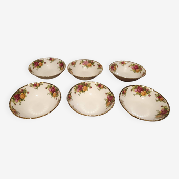 6 Old Country Roses dessert bowls - Royal Albert -