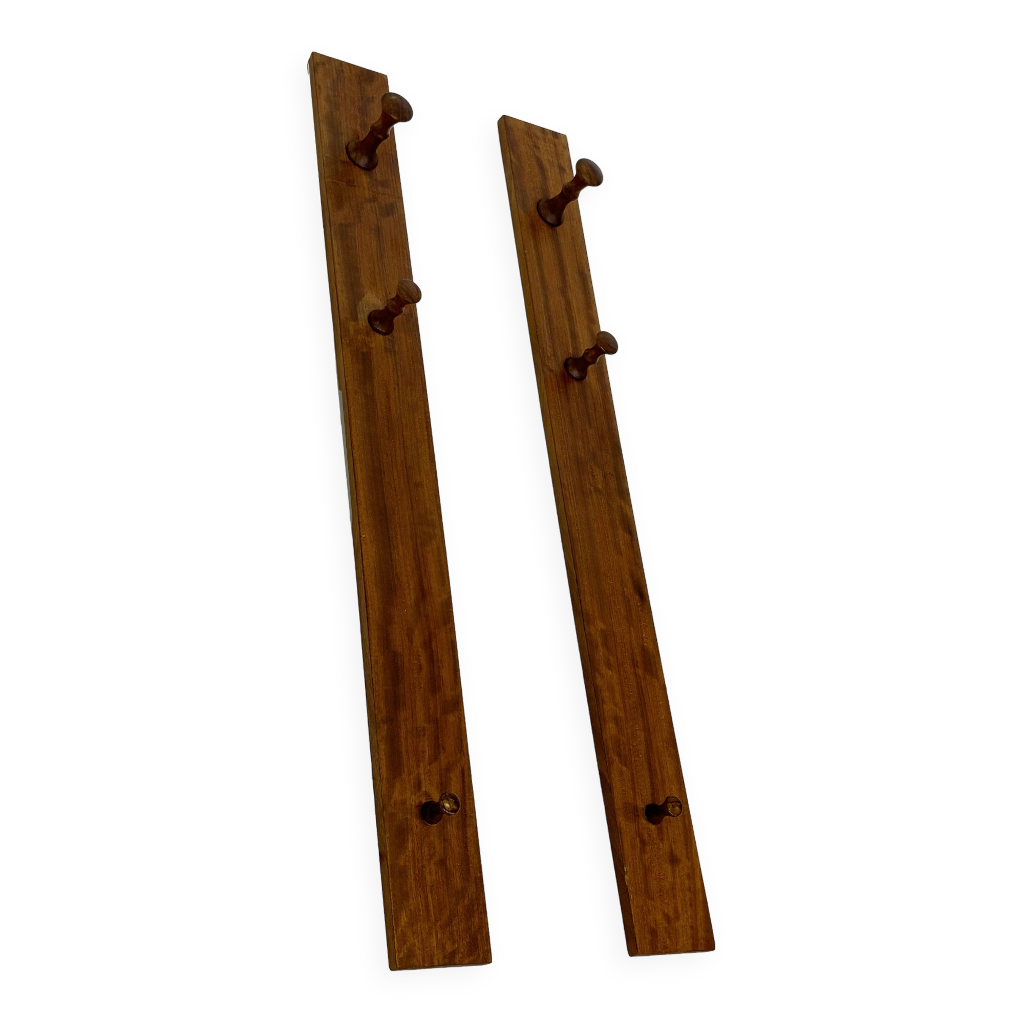 2 portemanteaux muraux danois vintage en teck