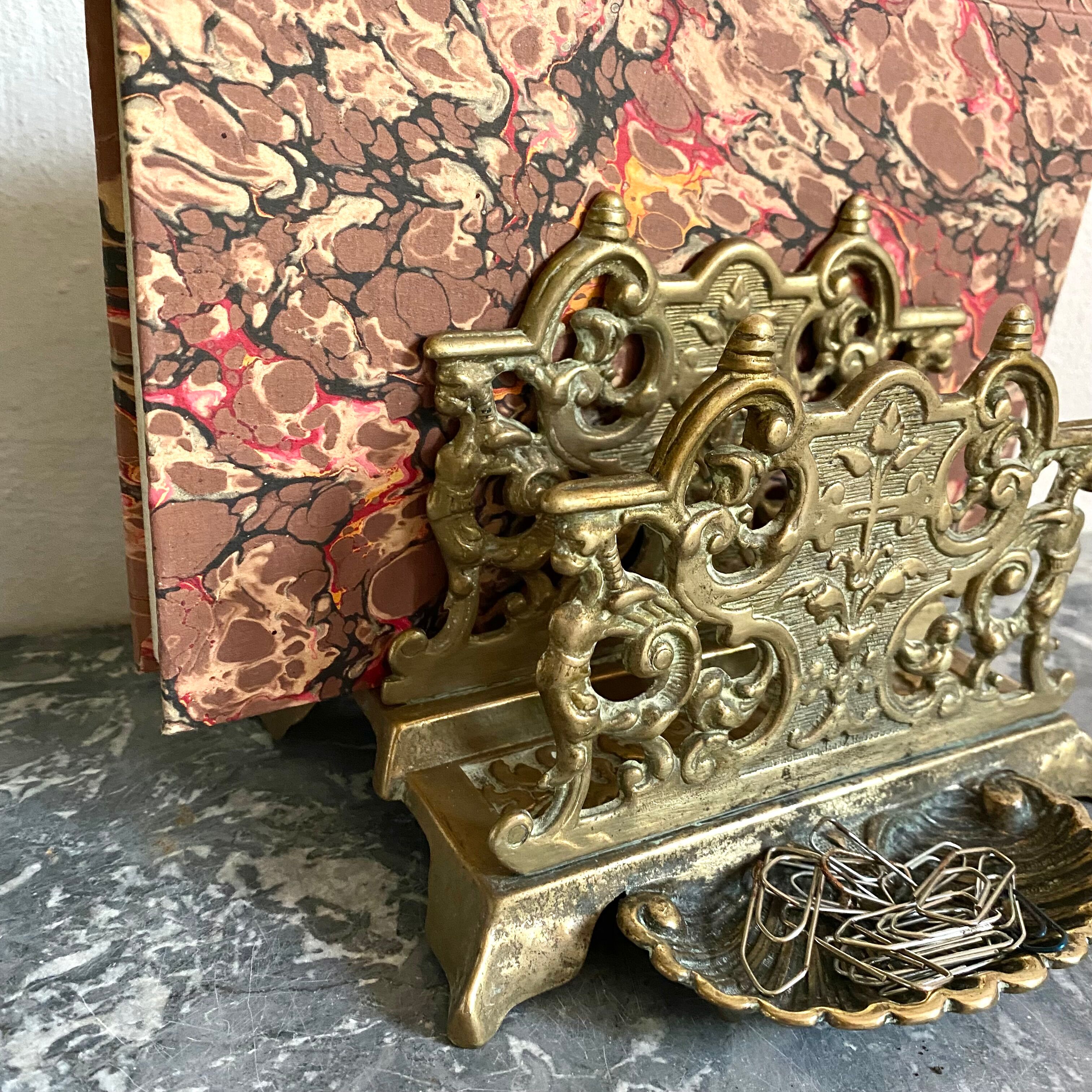 Vintage letter holder in gilded brass