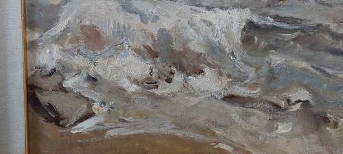 Giuseppe MANFREDI (1934 - 1987) Marina Painting Oil on Canvas 70 X 50