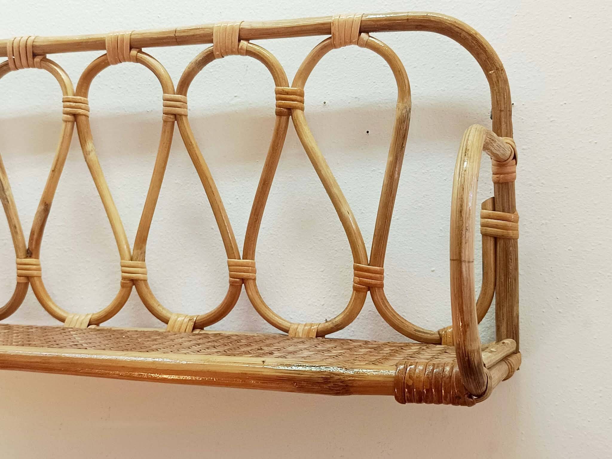 Vintage rattan shelf from the 1970s