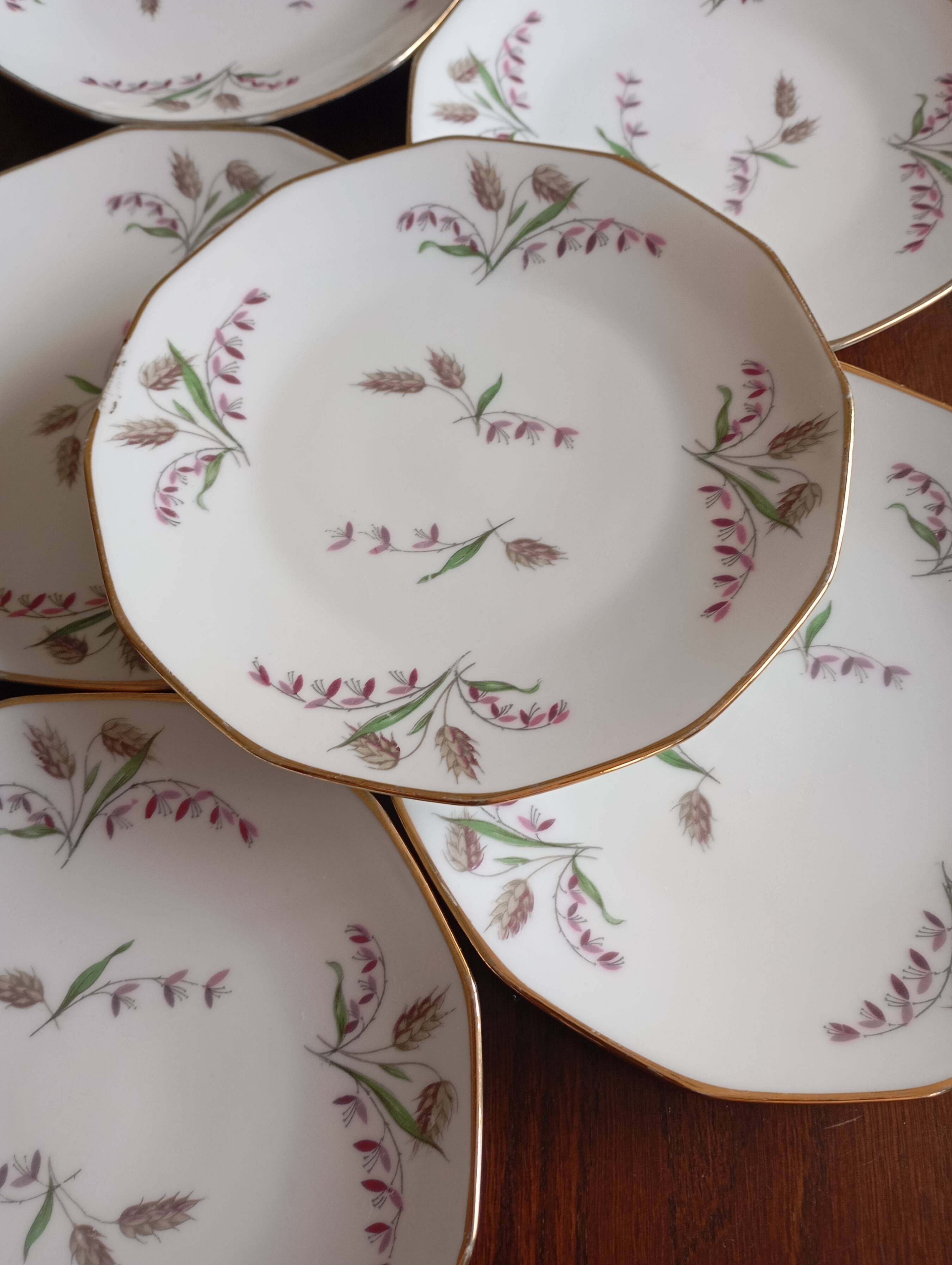 6 Limosa hard porcelain dessert plates (Limoges)