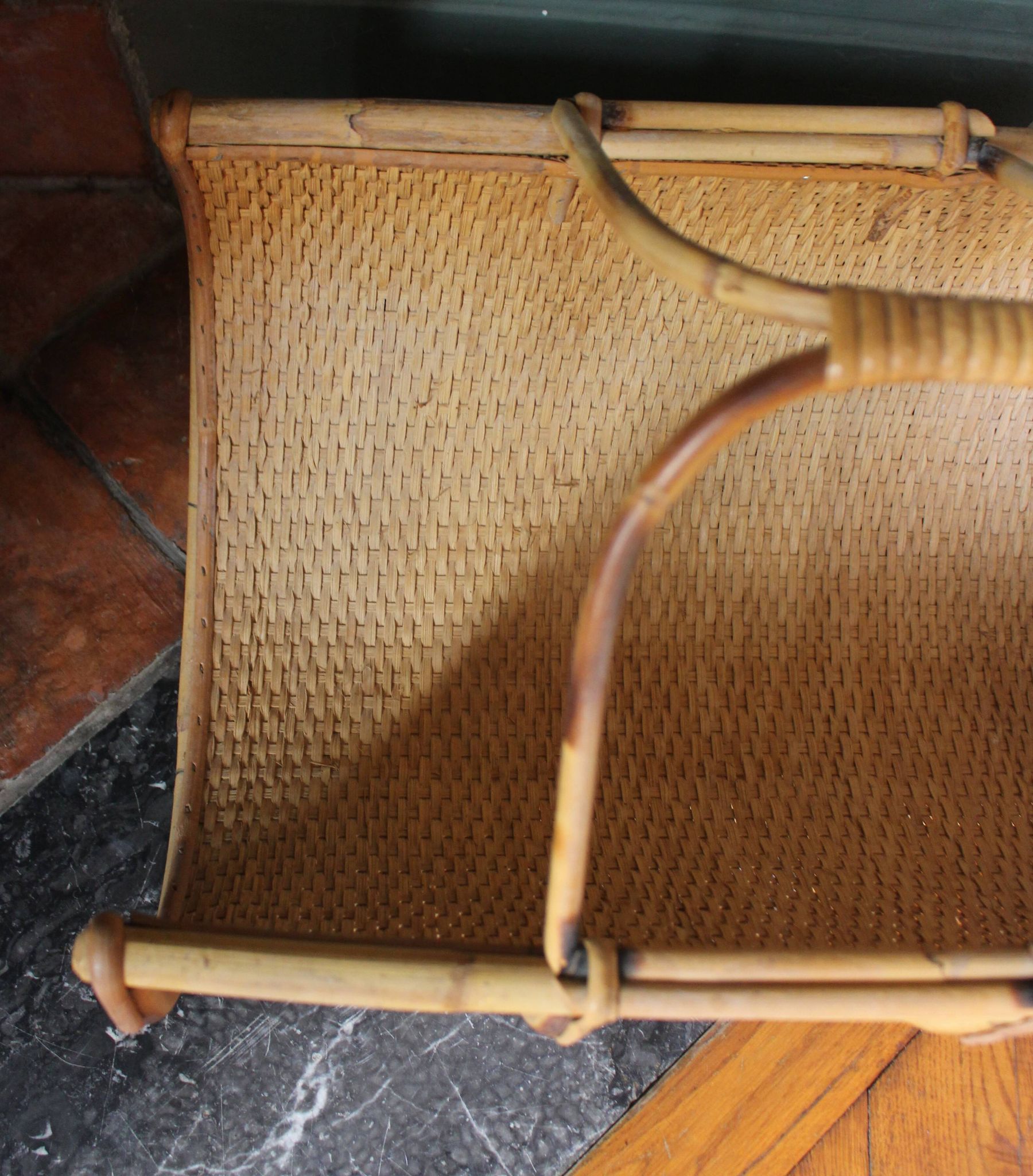 Vintage wicker log basket magazine holder
