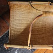 Vintage wicker log basket magazine holder