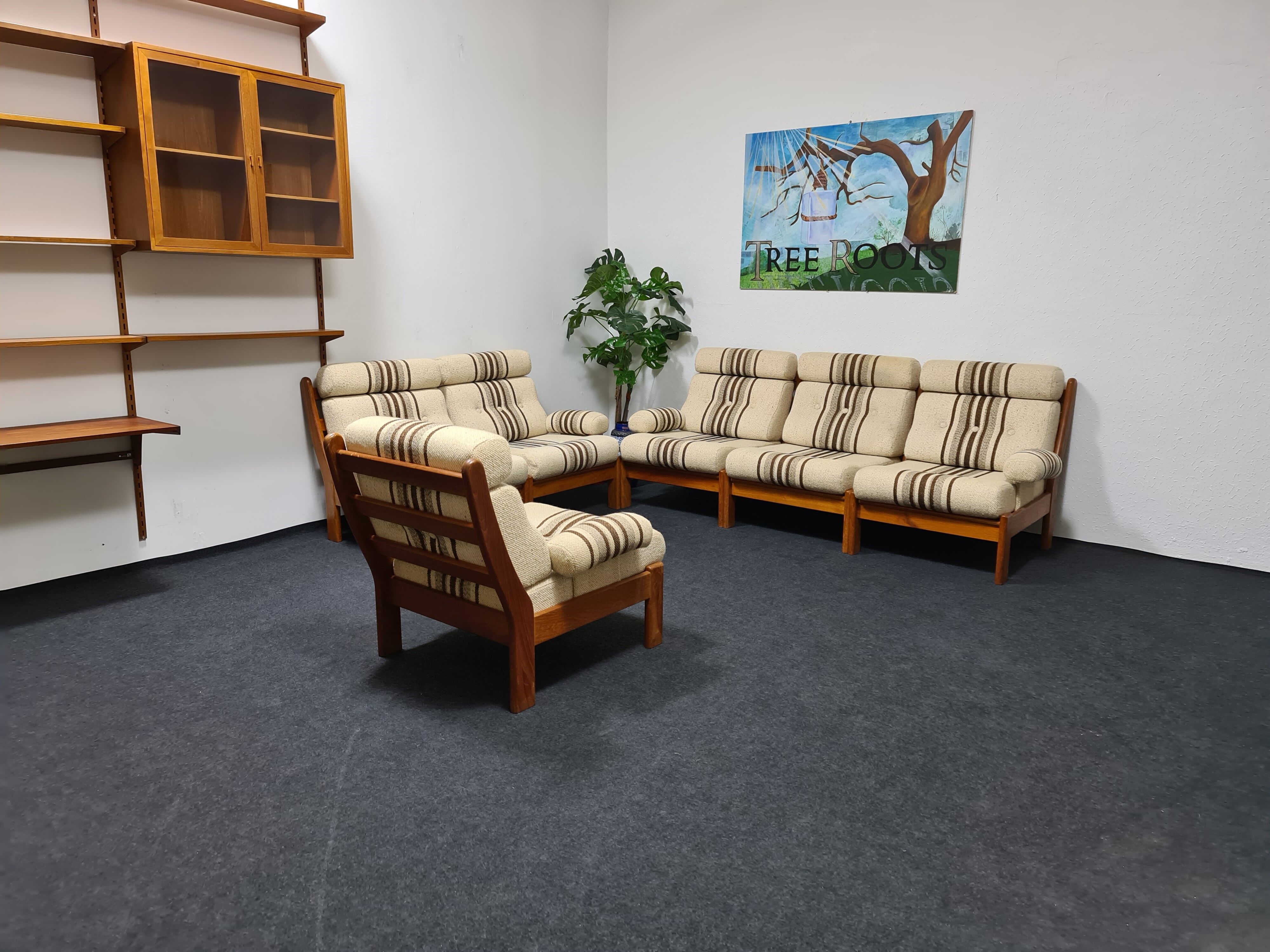 Set de salon vintage des années 70 en teck 6 pièces