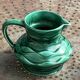 Carafe, pitcher in enamelled ceramic, slip, green, numbered 6183, vintage