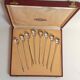 Box of 8 spoons silver metal cocktail straw 30s