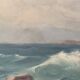 Huile de paysage marin vintage sur carton, signée par Karl Gustav Holmberg 1960