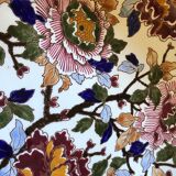 Plat creux céramique gien france décor fleurs pivoine peint main