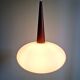 Scandinavian pendant light in teak and white opaline, Louis Kalff, Philips, 1960.