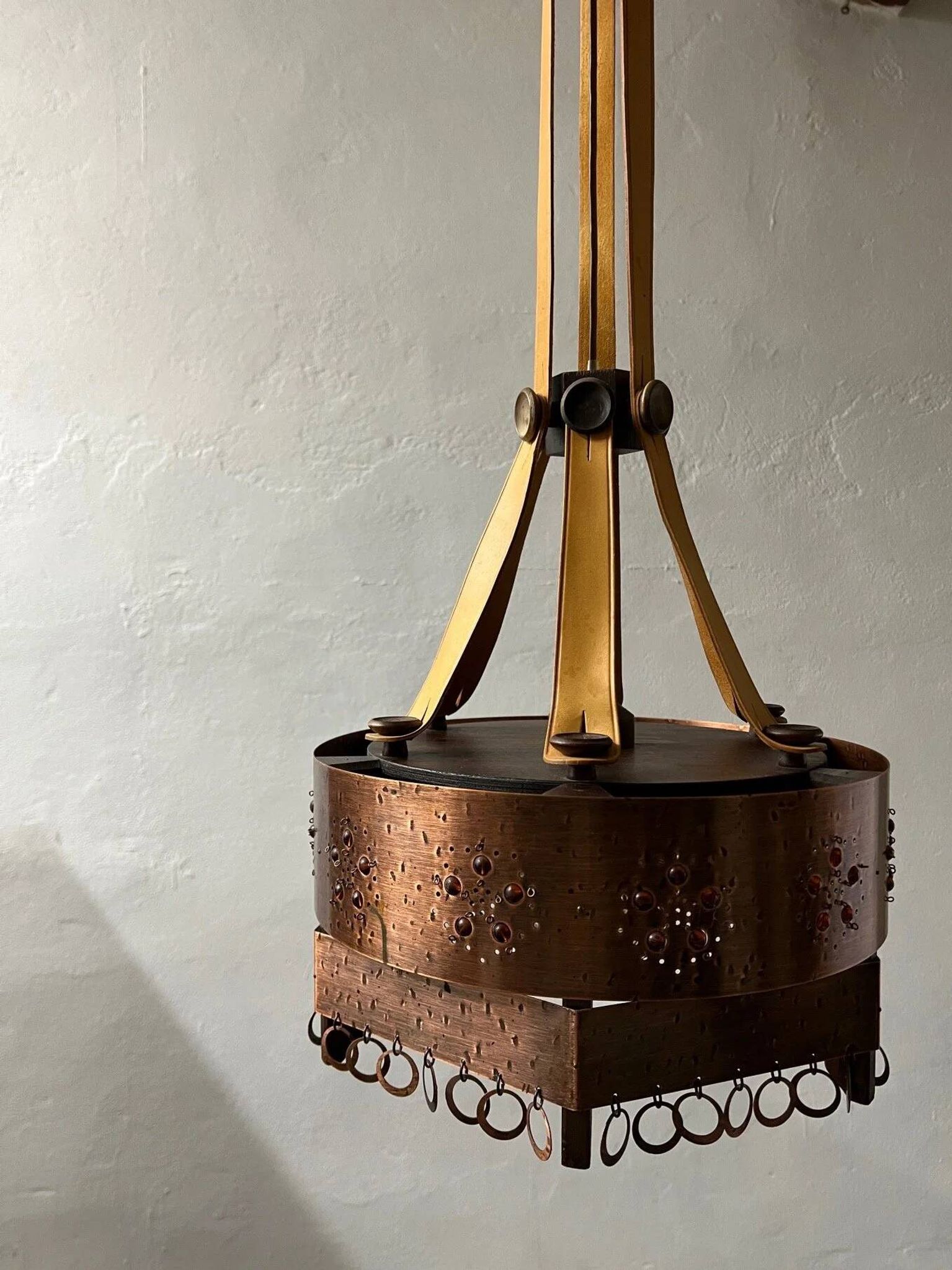 Arts and crafts metal ceiling lamp | Sweden | 1920s