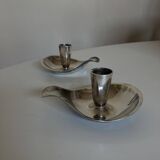Pair of Atla Denmark Scandinavian candlesticks in silver metal