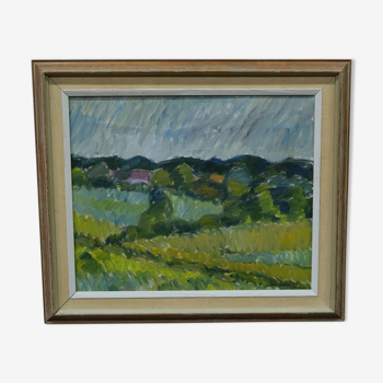 Knut lindström, swedish modern painting, 1954, oil on canvas, framed