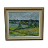 Knut lindström, swedish modern painting, 1954, oil on canvas, framed