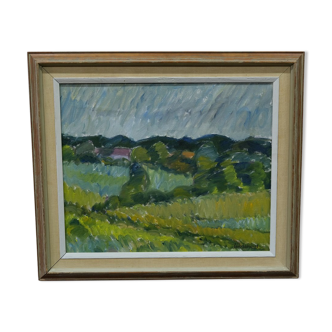 Knut lindström, swedish modern painting, 1954, oil on canvas, framed