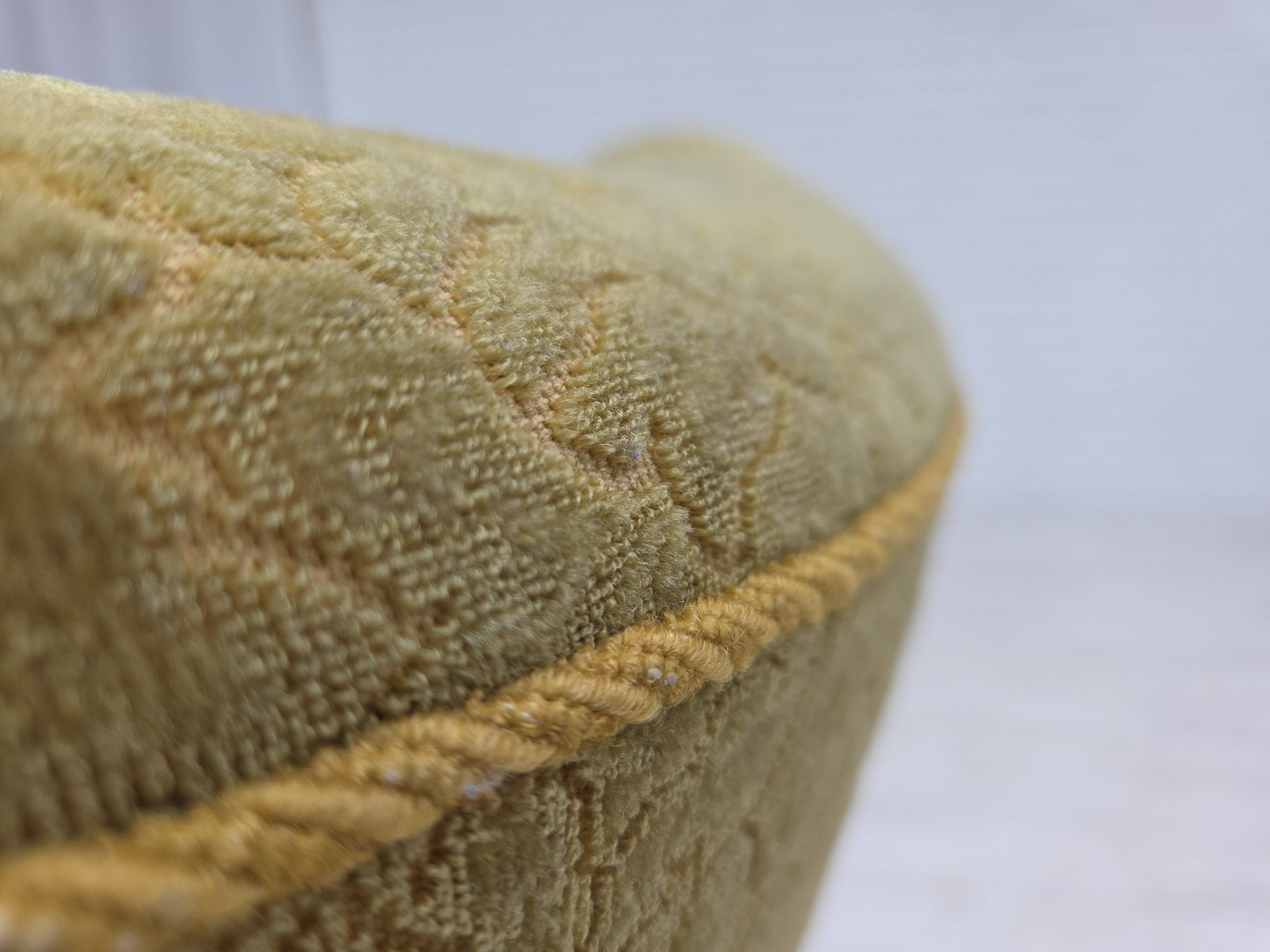 1960s, Danish armchair, furniture cotton/wool fabric, solid oak wood.