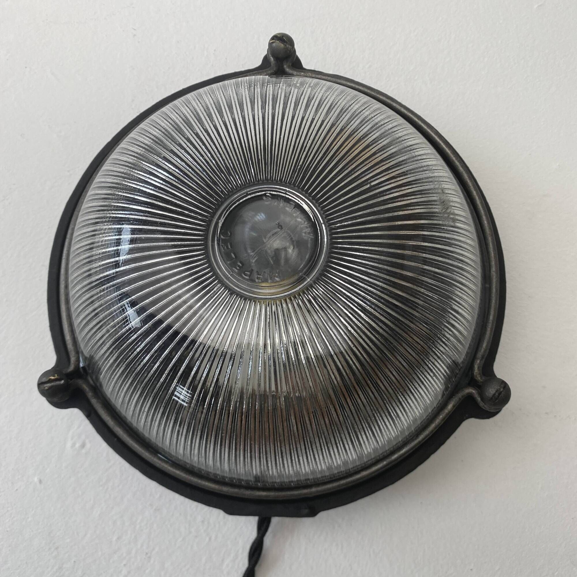Pair of old “mapelec amiens” industrial wall lights