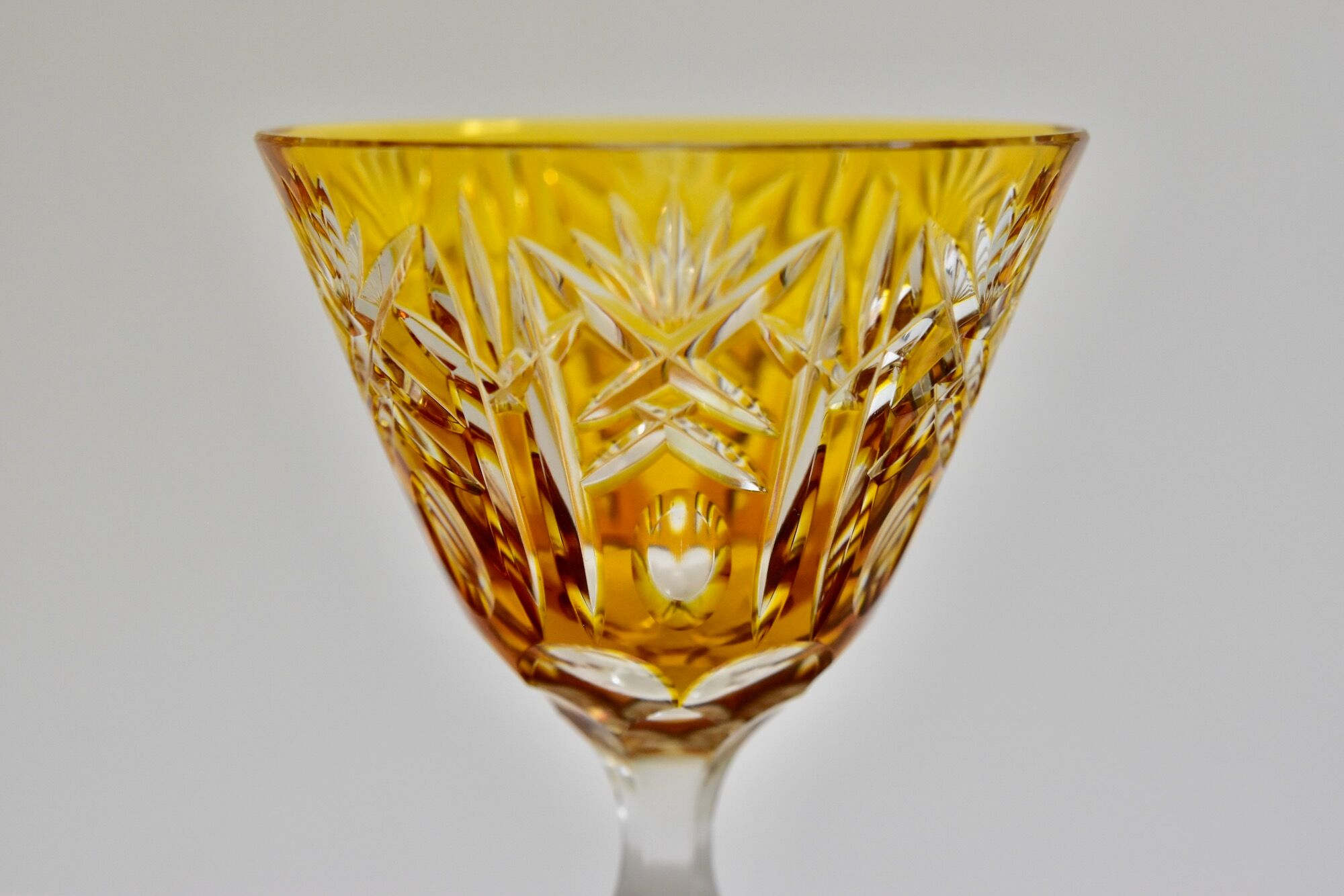 Set of 6 Bohemian Multicolored Antique Crystal Wine Glasses