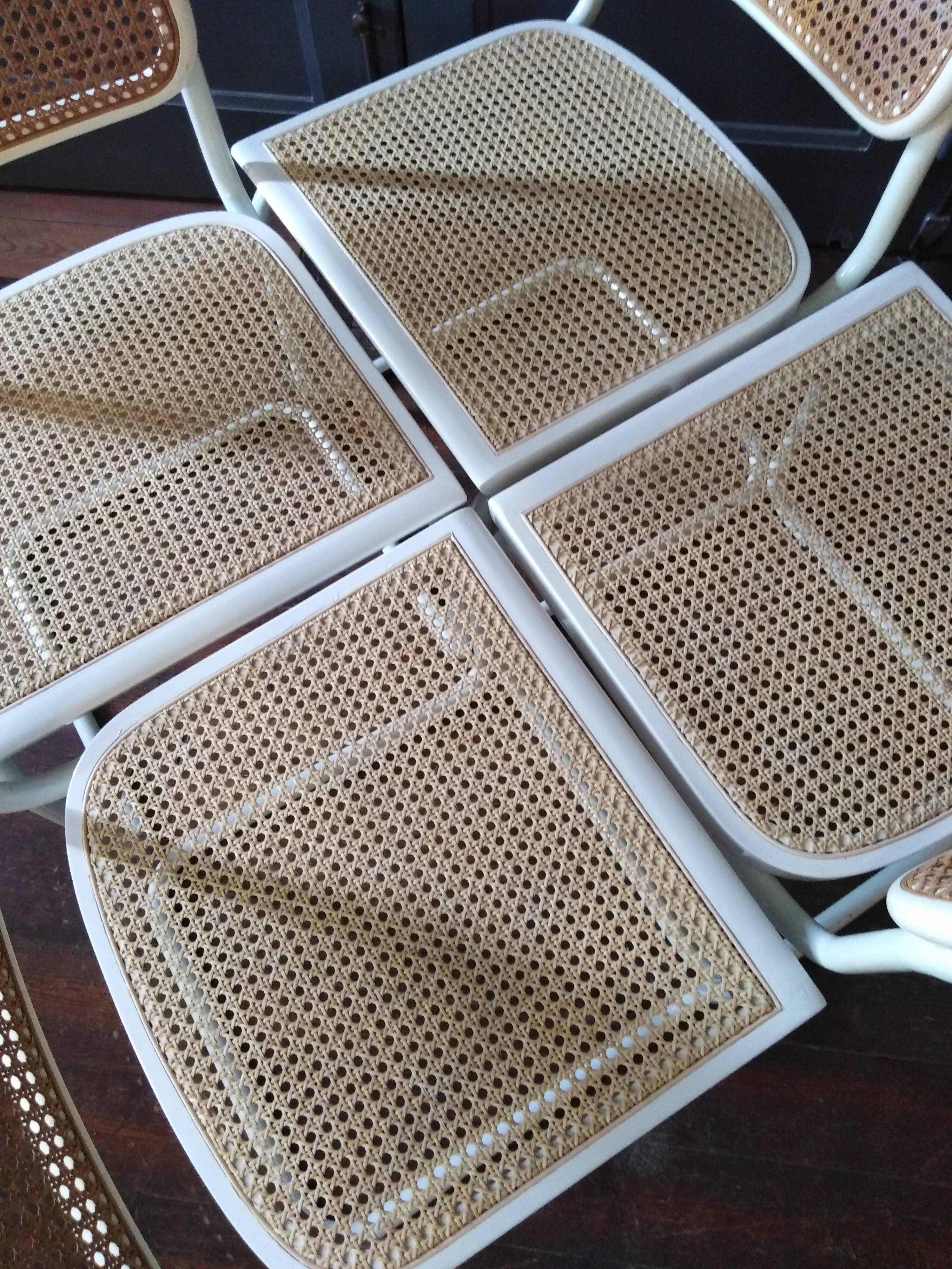 White Cesca B32 Marcel Breuer chairs 1970