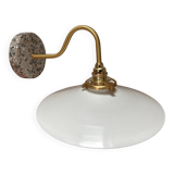 White opaline and terrazzo wall light