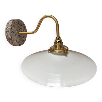 White opaline and terrazzo wall light