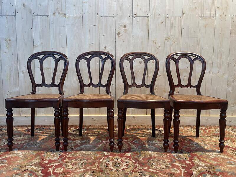 Set of 4 Louis Philippe caned chairs