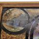 Plateau de service antique en bois d’acajou, verre et nacre