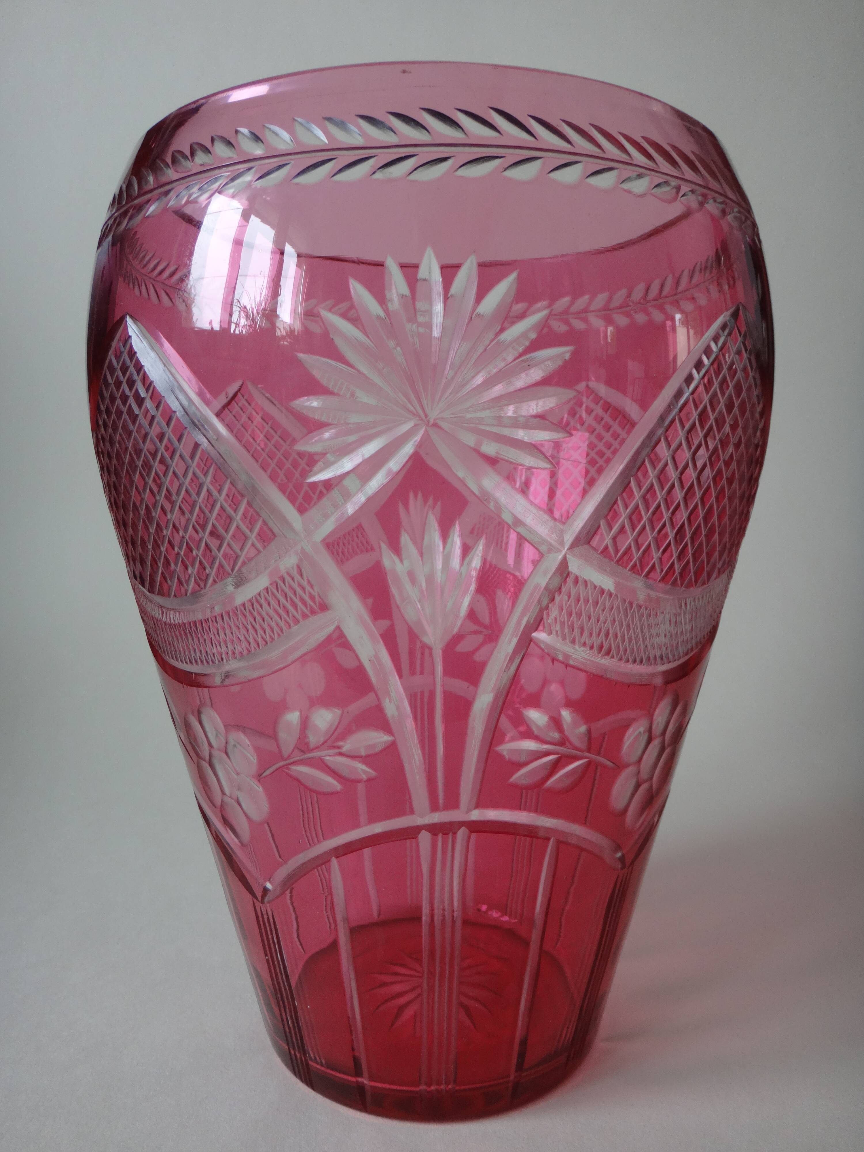 St. Louis Vase St Lambert pink crystal vase 29cm